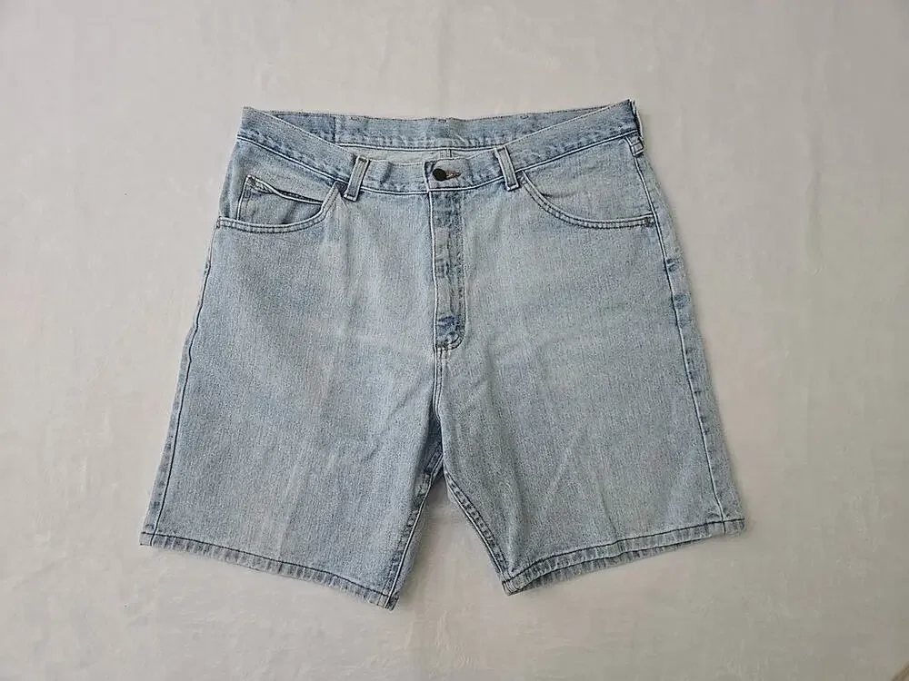 Wrangler Vtg 90s Light Wash Denim Shorts Mens Sz 36 Dad Grandpa Jorts Workwear